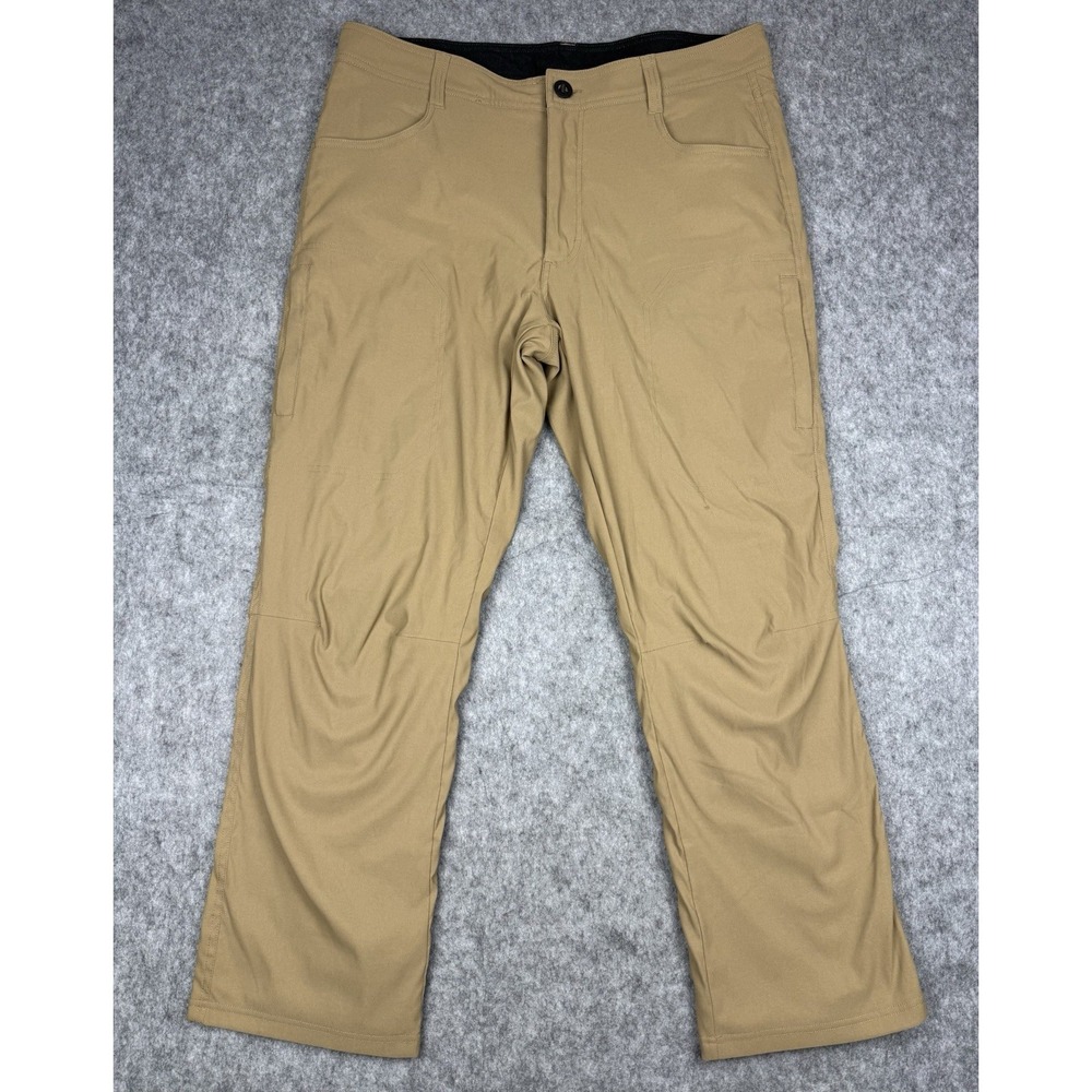 Orvis Tech Fleece Lined Pants Men's 36x30 Brown Hiking Cargo Water Repellant